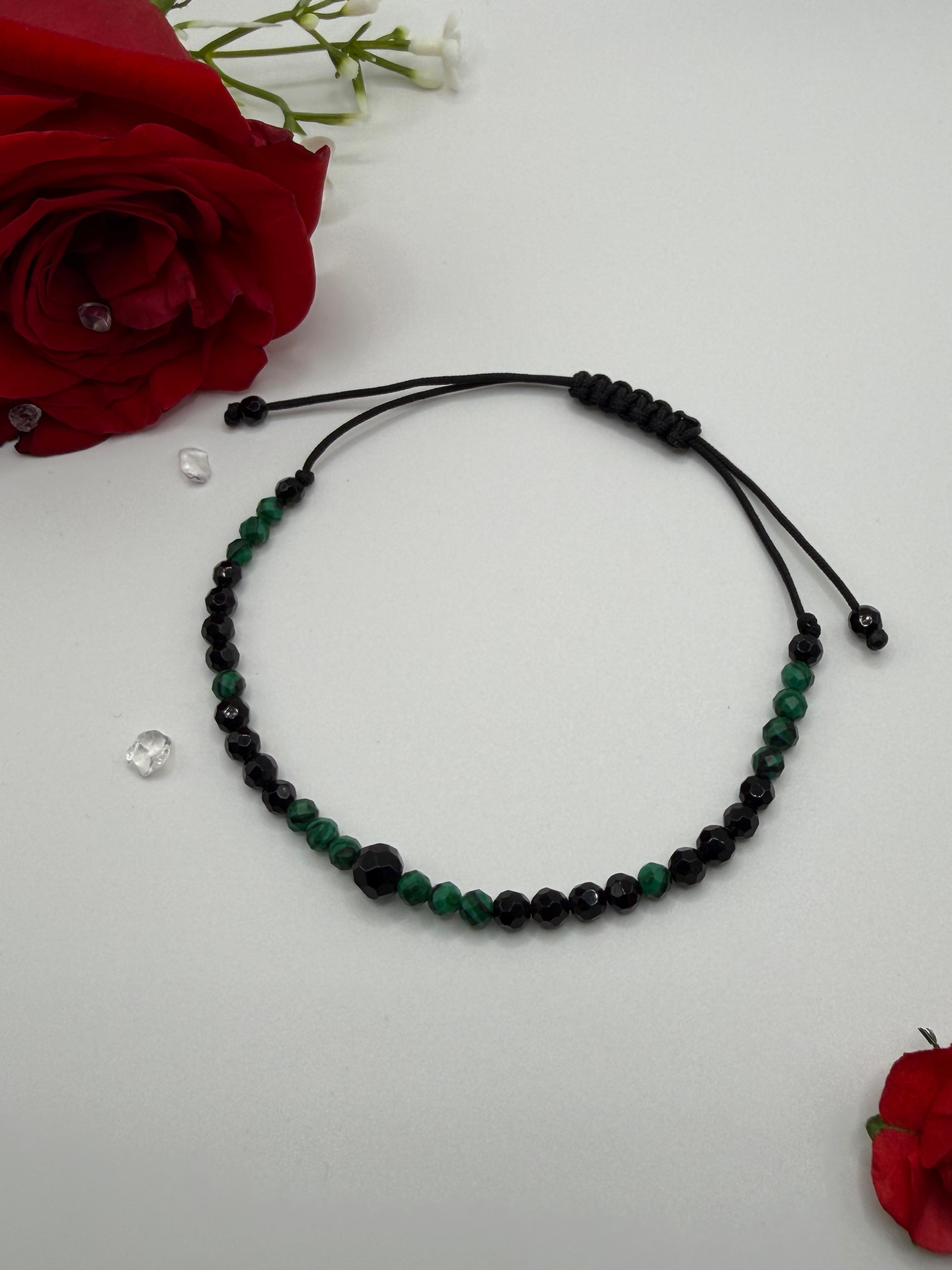 Bransoletka z onyksu i malachitu wzór IV ręcznie robiona — kamienie naturalne na prezent AgereArt